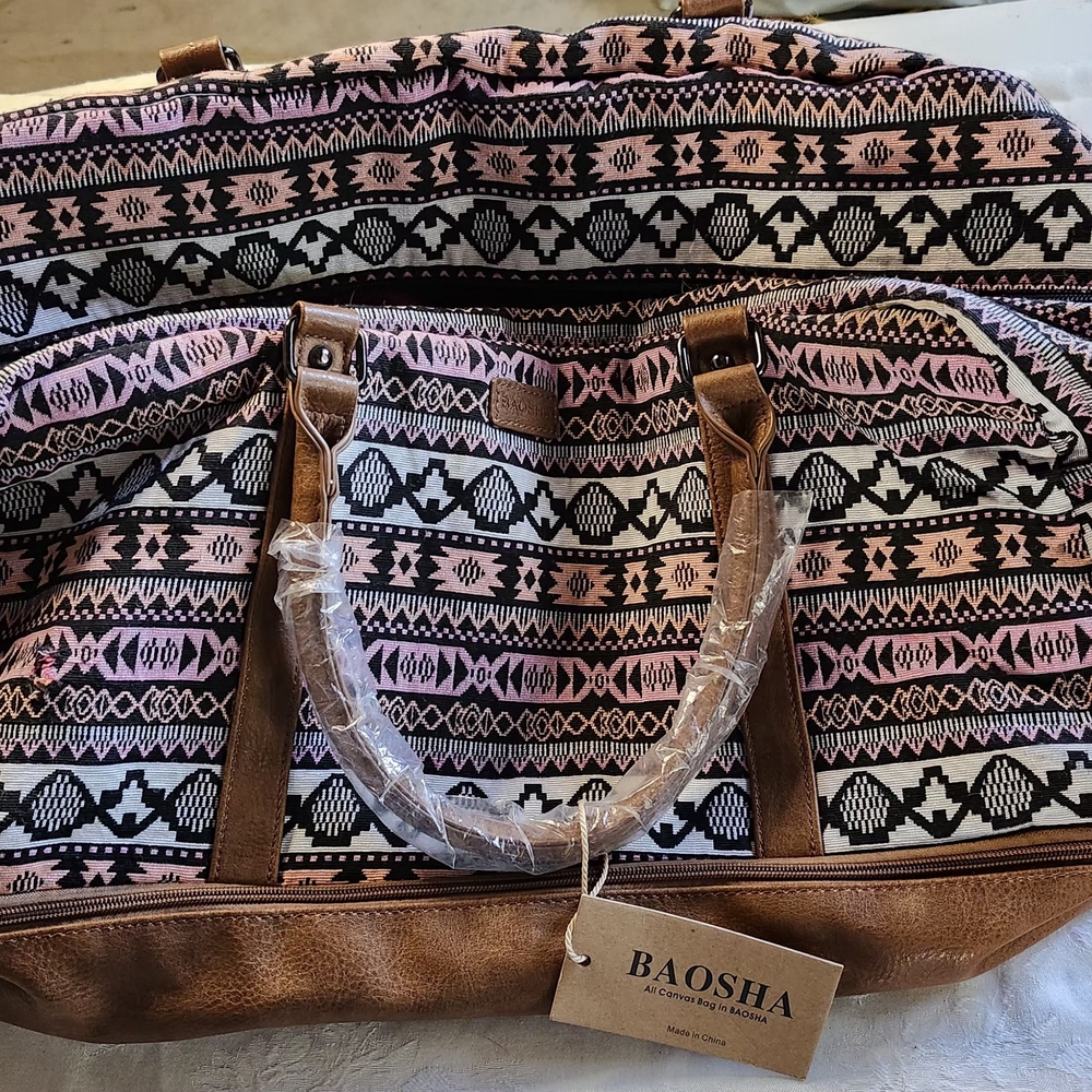 Pink and Brown Patterned Women's Bag